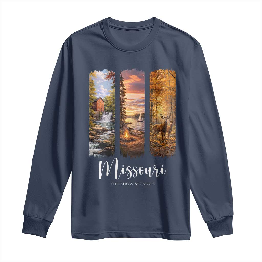 Missouri The Show Me State Long Sleeve Shirt Midwest Pride TS12 Navy Print Your Wear