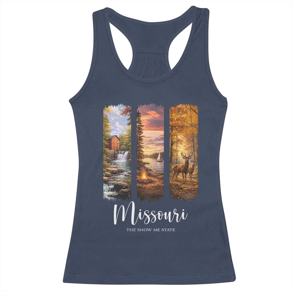 Missouri The Show Me State Racerback Tank Top Midwest Pride TS12 Navy Print Your Wear