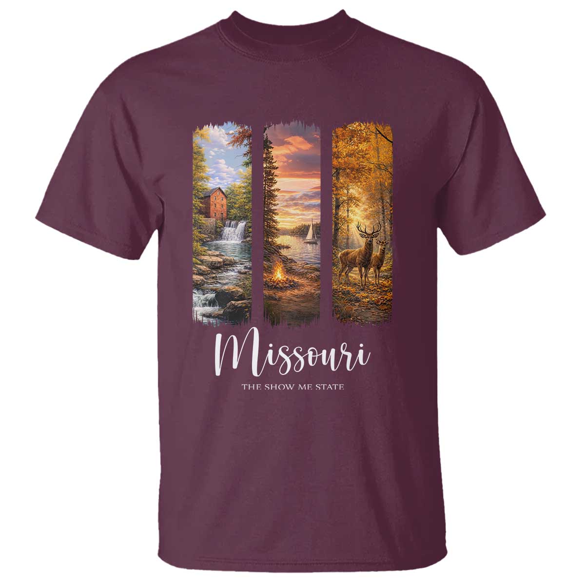 Missouri The Show Me State T Shirt Midwest Pride TS12 Maroon Print Your Wear