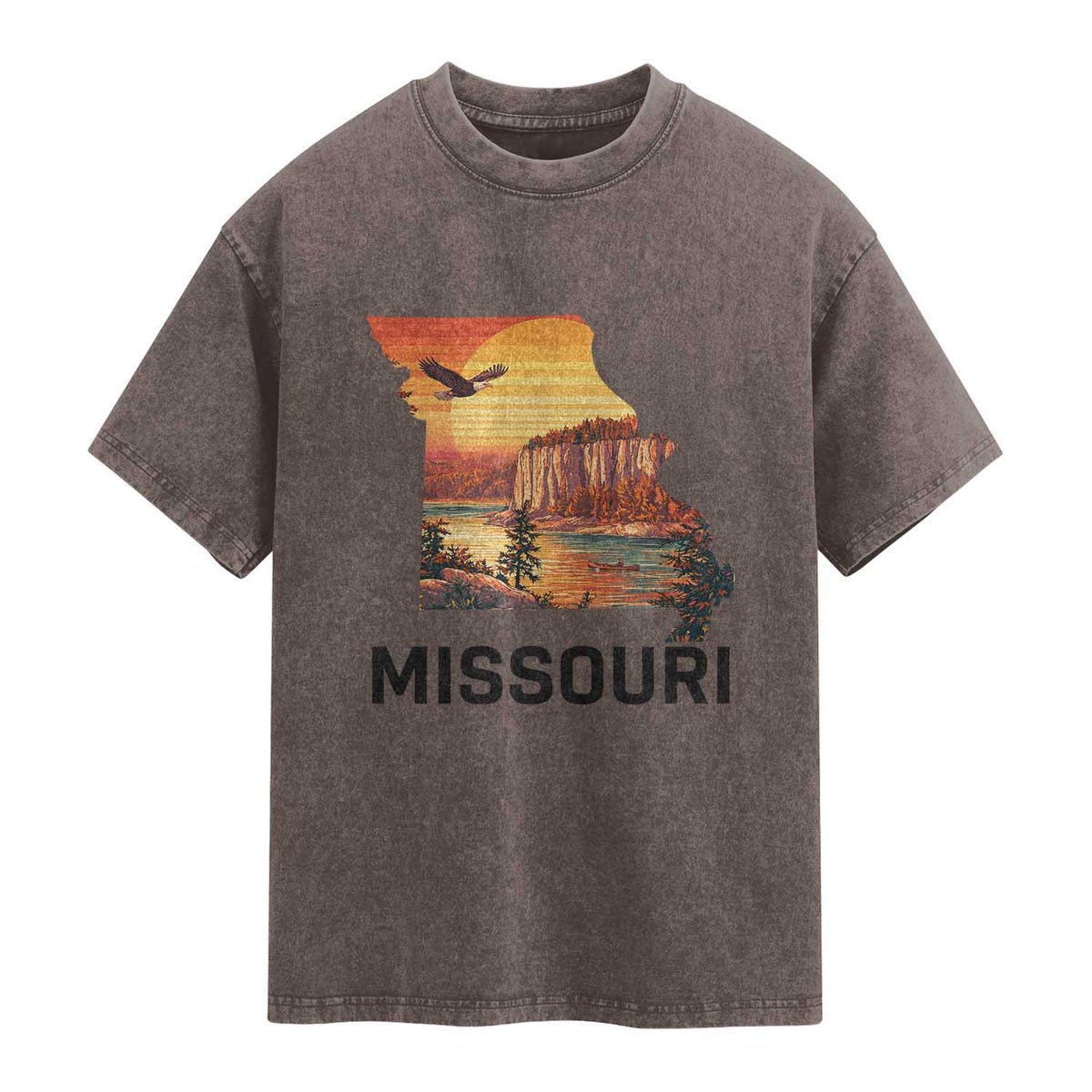 Missouri State Map Nature Travel Washed Cotton T-Shirt The Show Me State Pride