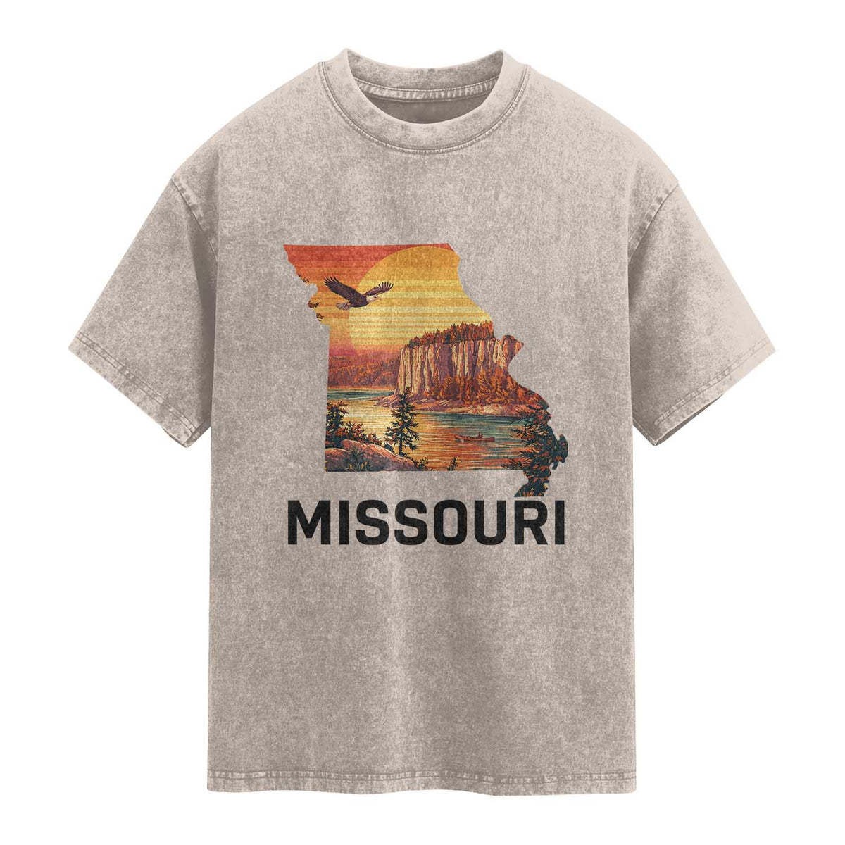 Missouri State Map Nature Travel Washed Cotton T-Shirt The Show Me State Pride