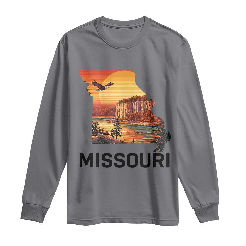 Missouri State Map Nature Travel Long Sleeve Shirt The Show Me State Pride TS12 Charcoal Print Your Wear