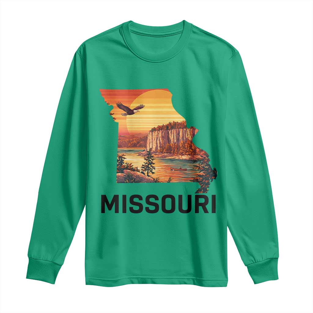 Missouri State Map Nature Travel Long Sleeve Shirt The Show Me State Pride TS12 Irish Green Print Your Wear