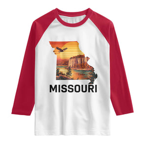 Missouri State Map Nature Travel Raglan Shirt The Show Me State Pride TS12 White Red Print Your Wear