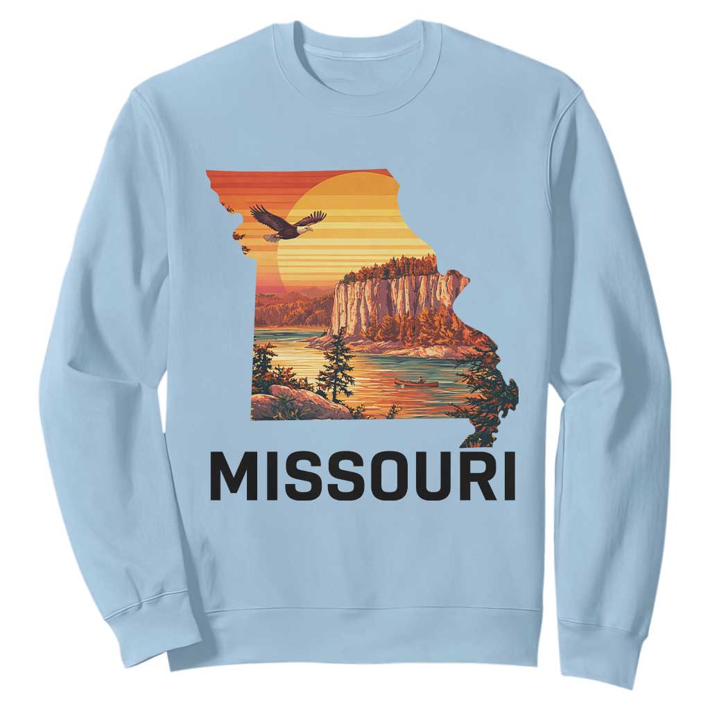 Missouri State Map Nature Travel Sweatshirt The Show Me State Pride TS12 Light Blue Print Your Wear