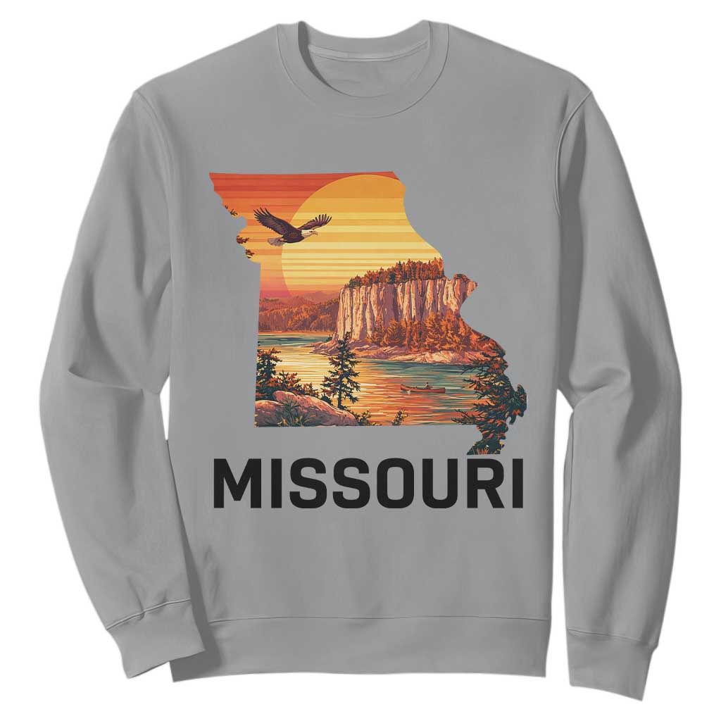 Missouri State Map Nature Travel Sweatshirt The Show Me State Pride TS12 Sport Gray Print Your Wear