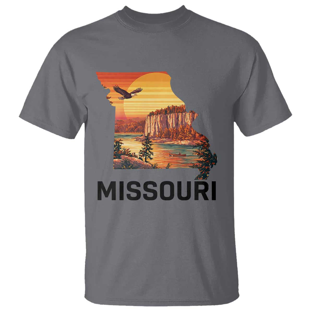 Missouri State Map Nature Travel T Shirt The Show Me State Pride TS12 Charcoal Print Your Wear