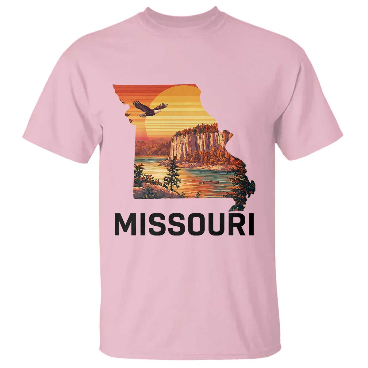 Missouri State Map Nature Travel T Shirt The Show Me State Pride TS12 Light Pink Print Your Wear