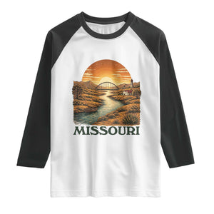 Missouri Outdoors Adventure Raglan Shirt The Show Me State Souvenir TS12 White Black Print Your Wear