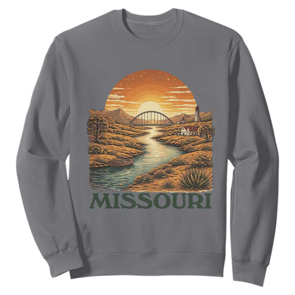 Missouri Outdoors Adventure Sweatshirt The Show Me State Souvenir TS12 Charcoal Print Your Wear