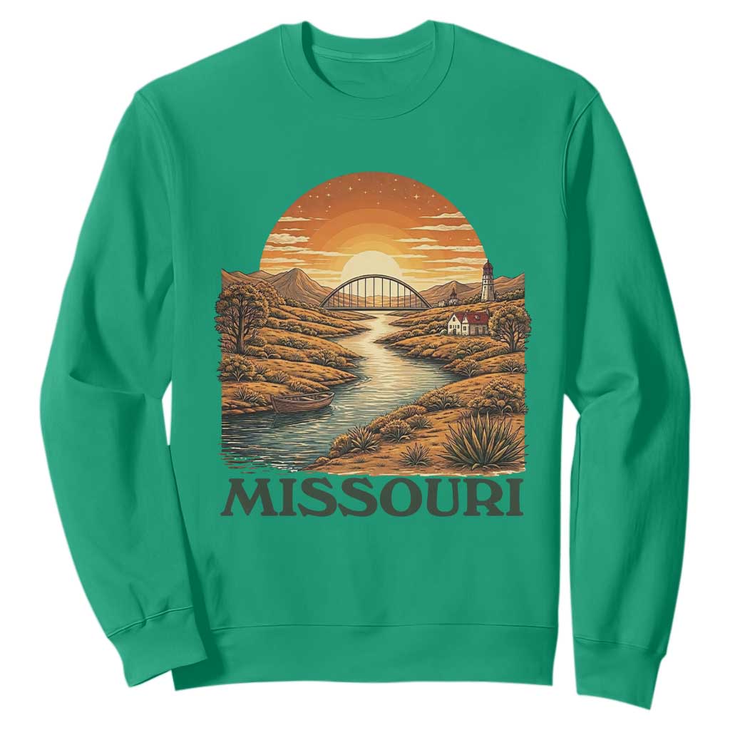 Missouri Outdoors Adventure Sweatshirt The Show Me State Souvenir TS12 Irish Green Print Your Wear