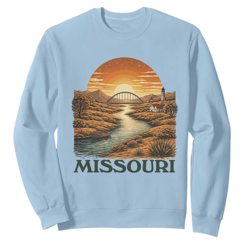 Missouri Outdoors Adventure Sweatshirt The Show Me State Souvenir TS12 Light Blue Print Your Wear