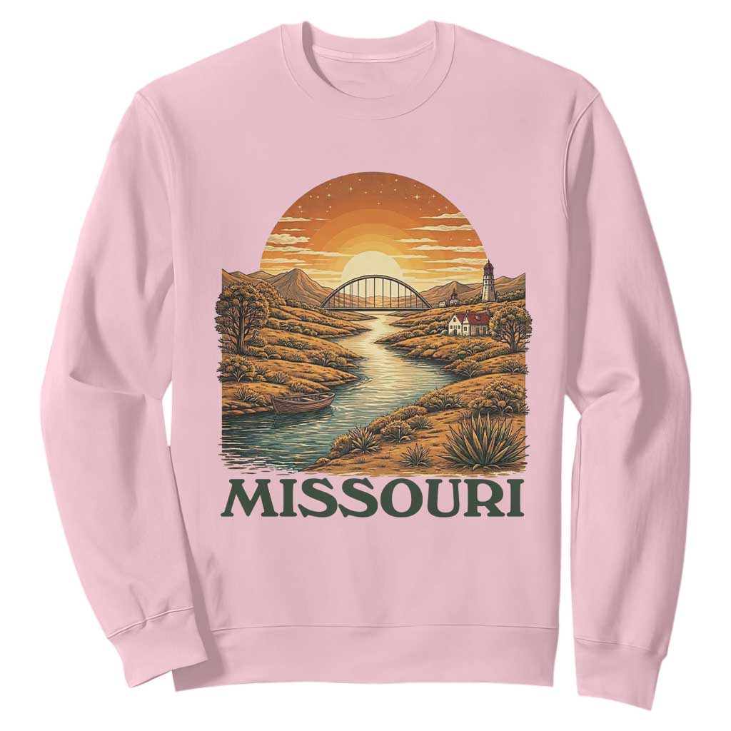 Missouri Outdoors Adventure Sweatshirt The Show Me State Souvenir TS12 Light Pink Print Your Wear