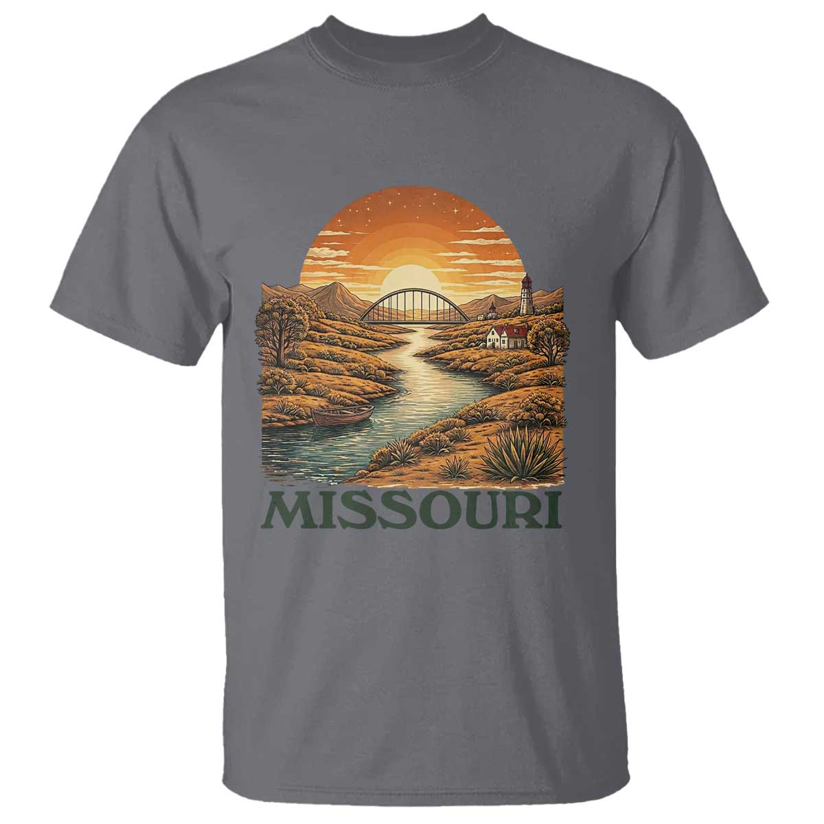 Missouri Outdoors Adventure T Shirt The Show Me State Souvenir TS12 Charcoal Print Your Wear