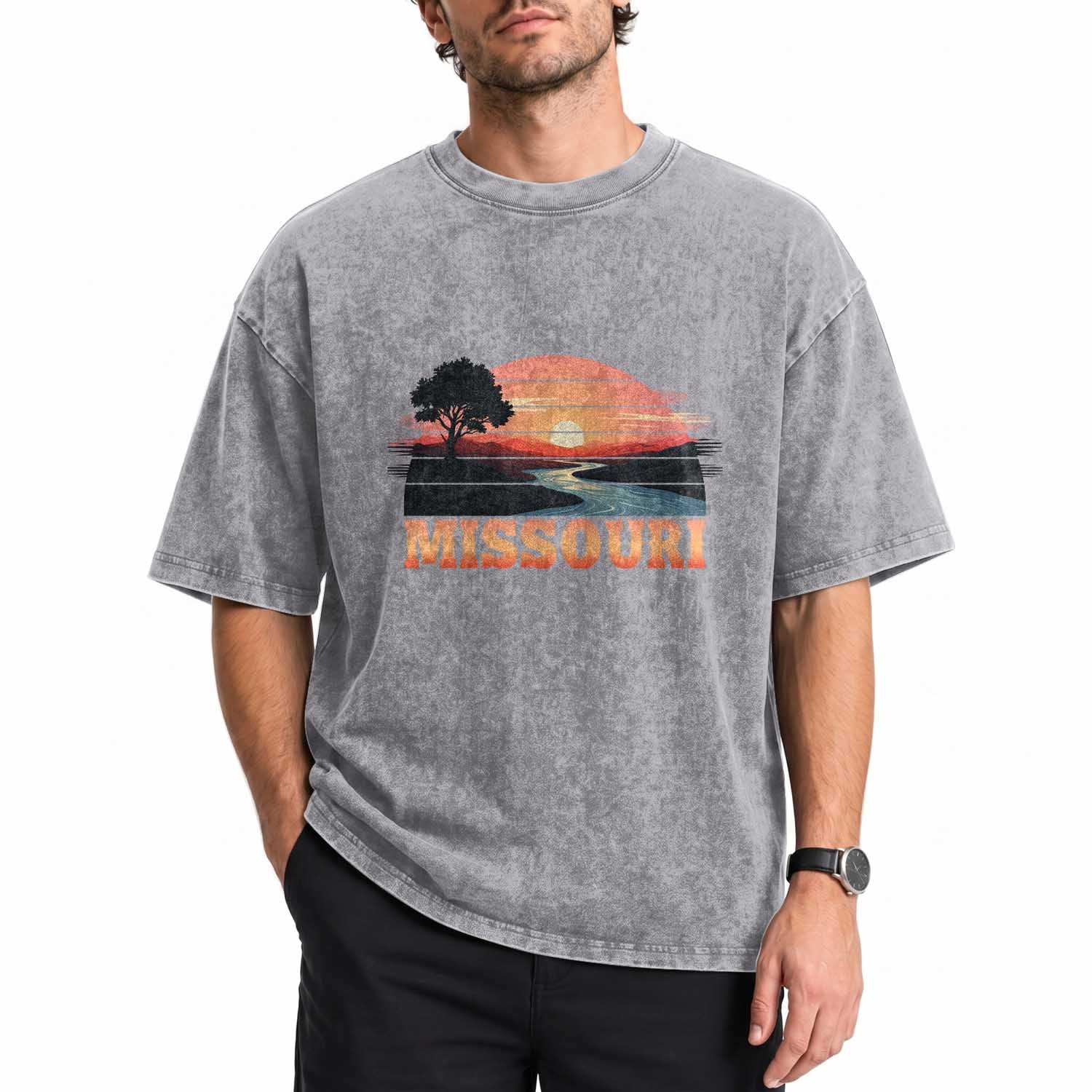 Vintage Missouri Outdoors Washed Cotton T-Shirt Midwest Nature Landscape