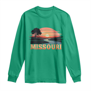 Vintage Missouri Outdoors Long Sleeve Shirt Midwest Nature Landscape TS12 Irish Green Print Your Wear