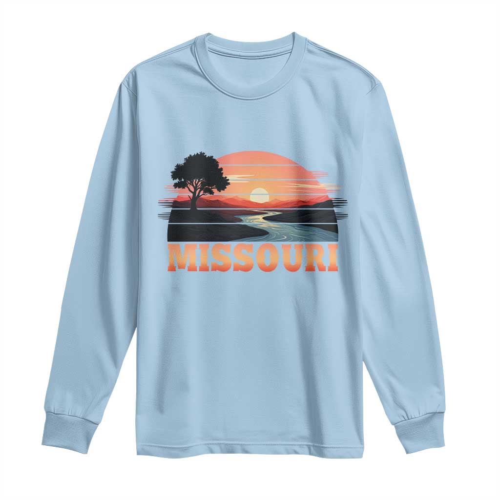 Vintage Missouri Outdoors Long Sleeve Shirt Midwest Nature Landscape TS12 Light Blue Print Your Wear