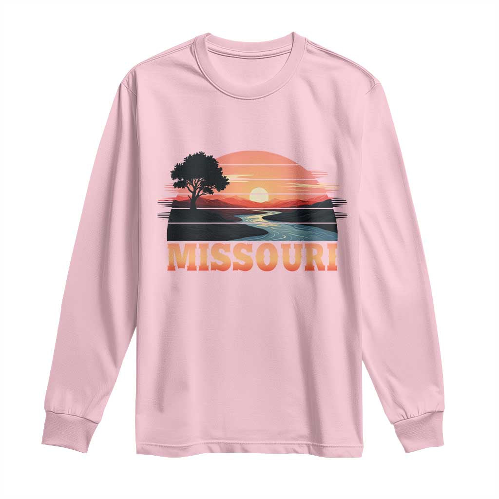 Vintage Missouri Outdoors Long Sleeve Shirt Midwest Nature Landscape TS12 Light Pink Print Your Wear