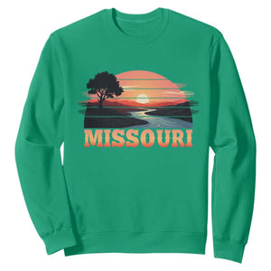 Vintage Missouri Outdoors Sweatshirt Midwest Nature Landscape TS12 Irish Green Print Your Wear