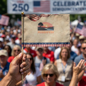 Vintage Missouri Outdoors Patriotic Handheld Flag Midwest Nature Landscape TS12 Vintage 8.2" × 5.5" Rustic Tan Navy Print Your Wear