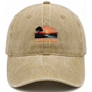 Vintage Missouri Outdoors Washed Cotton Baseball Cap Midwest Nature Landscape TS12 Print Your Wear