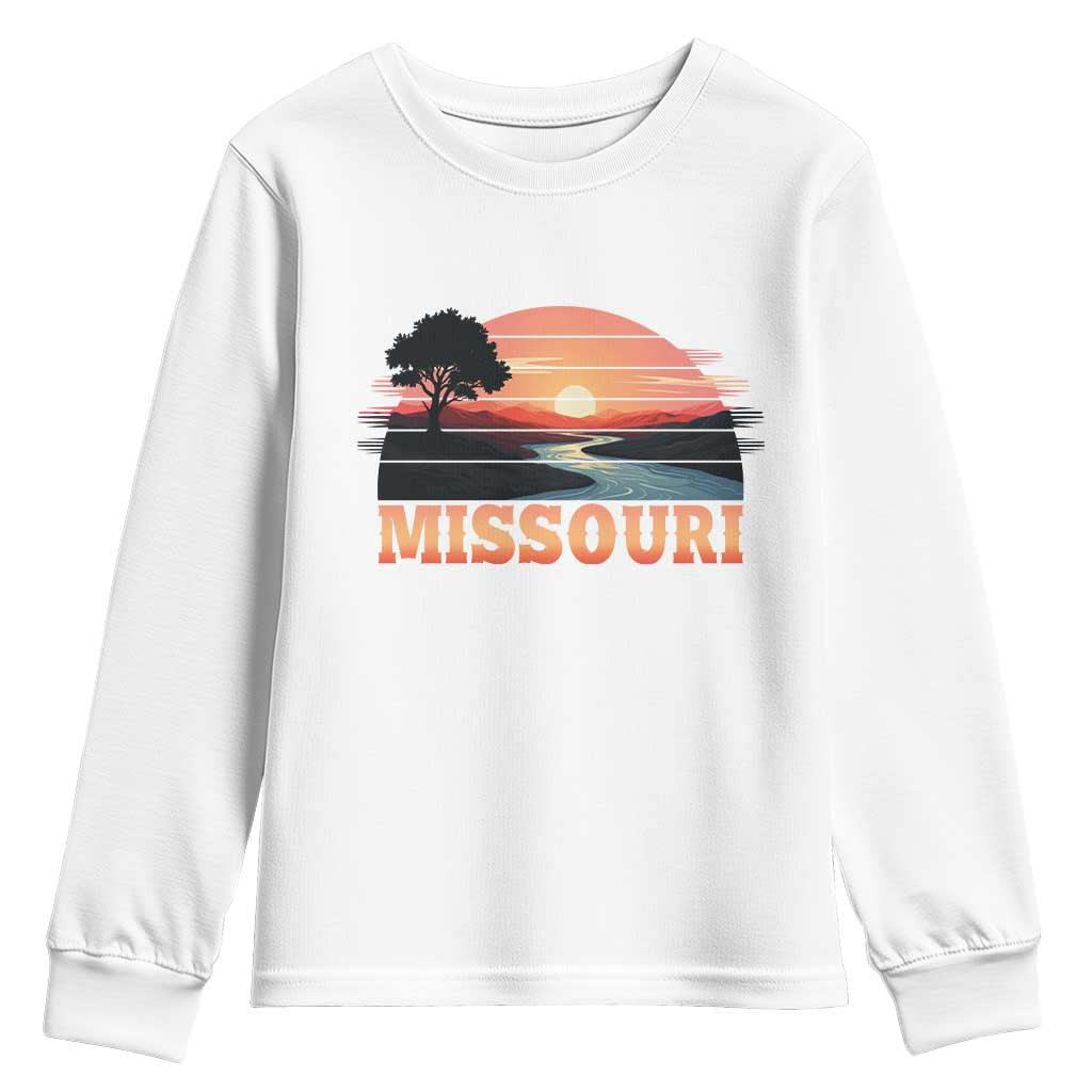 Vintage Missouri Outdoors Youth Sweatshirt Midwest Nature Landscape TS12 White Print Your Wear