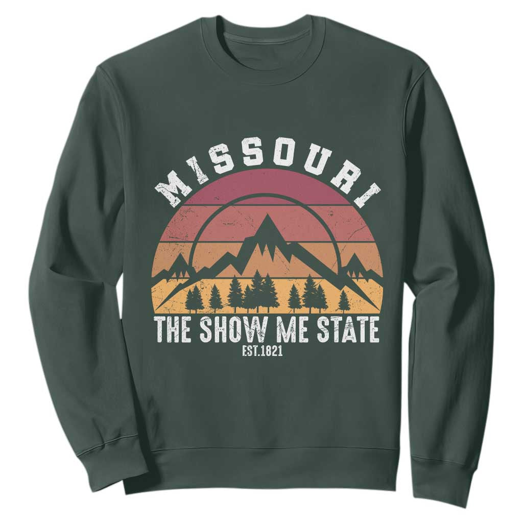 Vintage Missouri Travel Sweatshirt The Show Me State Pride TS12 Dark Forest Green Print Your Wear