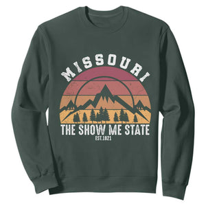 Vintage Missouri Travel Sweatshirt The Show Me State Pride TS12 Dark Forest Green Print Your Wear