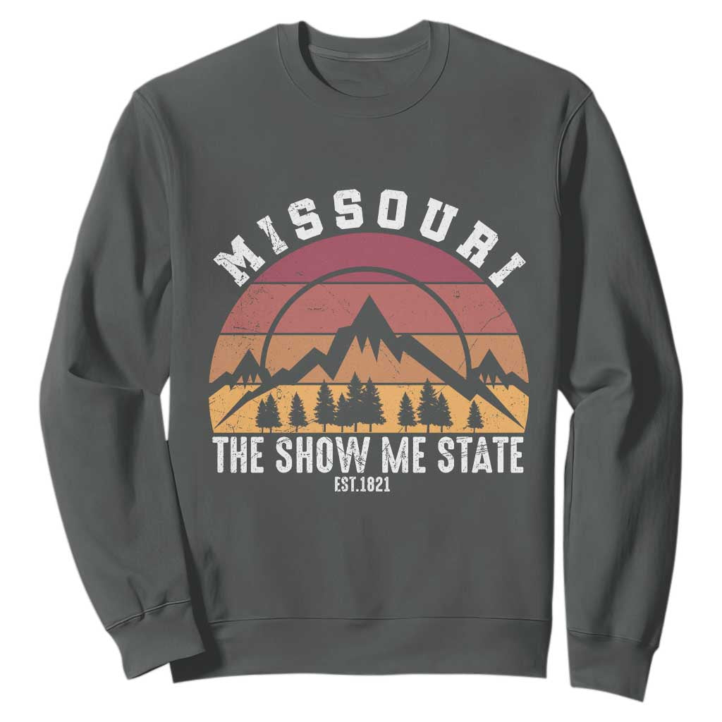 Vintage Missouri Travel Sweatshirt The Show Me State Pride TS12 Dark Heather Print Your Wear