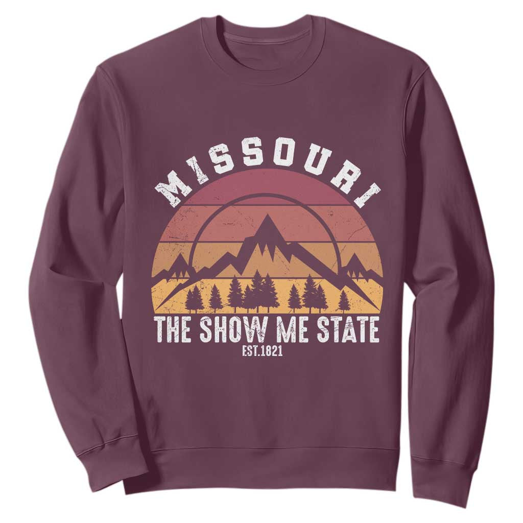 Vintage Missouri Travel Sweatshirt The Show Me State Pride TS12 Maroon Print Your Wear