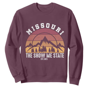 Vintage Missouri Travel Sweatshirt The Show Me State Pride TS12 Maroon Print Your Wear