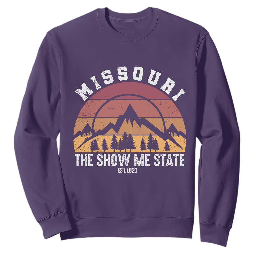 Vintage Missouri Travel Sweatshirt The Show Me State Pride TS12 Purple Print Your Wear