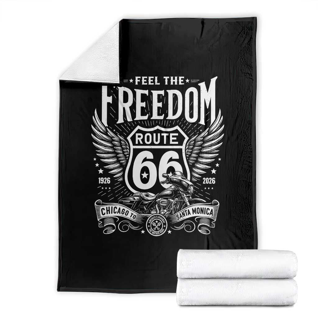 Feel The Freedom Route Highway 66 Throw Blanket 100th Anniversary Biker Road Trip Graphic TS12 Black Print Your Wear