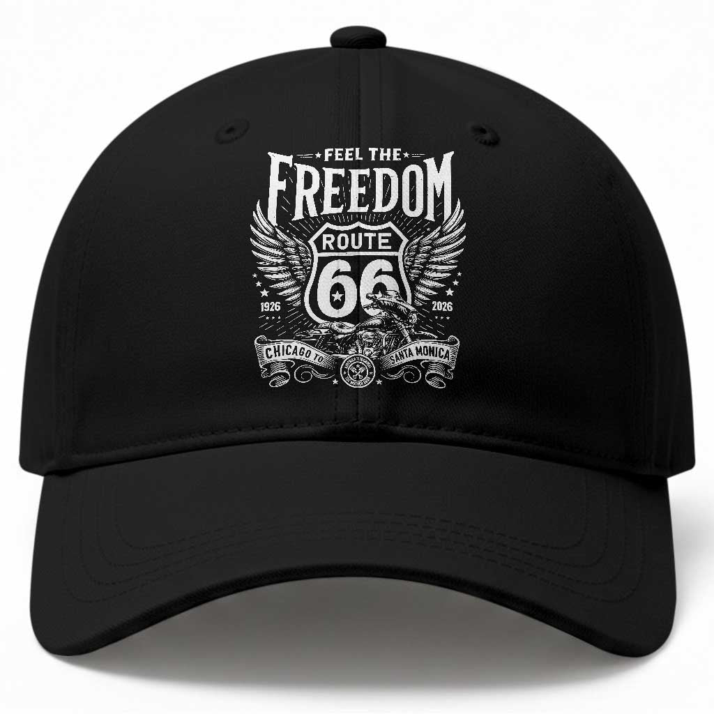 Feel The Freedom Route Highway 66 Baseball Cap 100th Anniversary Biker Road Trip Graphic TS12 Print Your Wear