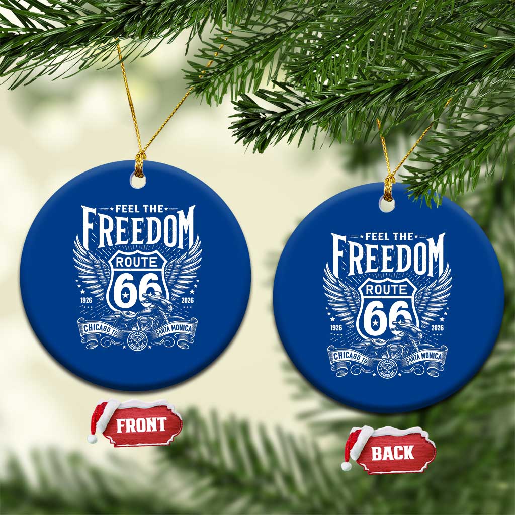 Feel The Freedom Route Highway 66 Ceramic Ornament 100th Anniversary Biker Road Trip Graphic TS12 1pc Blue Print Your Wear