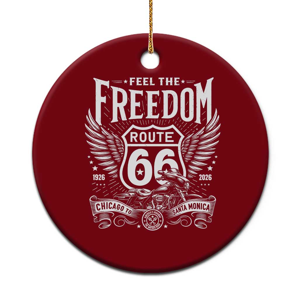 Feel The Freedom Route Highway 66 Ceramic Ornament 100th Anniversary Biker Road Trip Graphic TS12 1pc Red Print Your Wear
