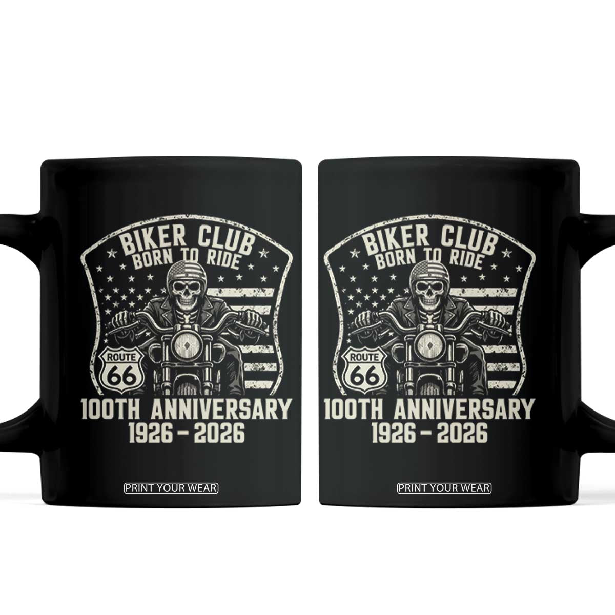 Vintage Biker Club Born To Ride Coffee Mug 100th Anniversary Mother Road TS12 Black Print Your Wear