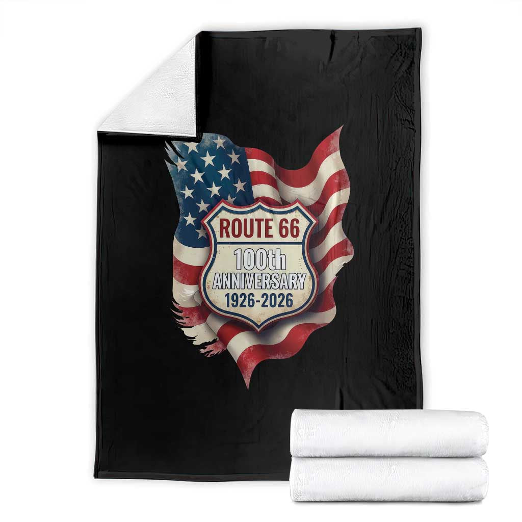 Route Highway 66 Centennial Throw Blanket Vintage American Flag Patriotic Gift TS12 Black Print Your Wear