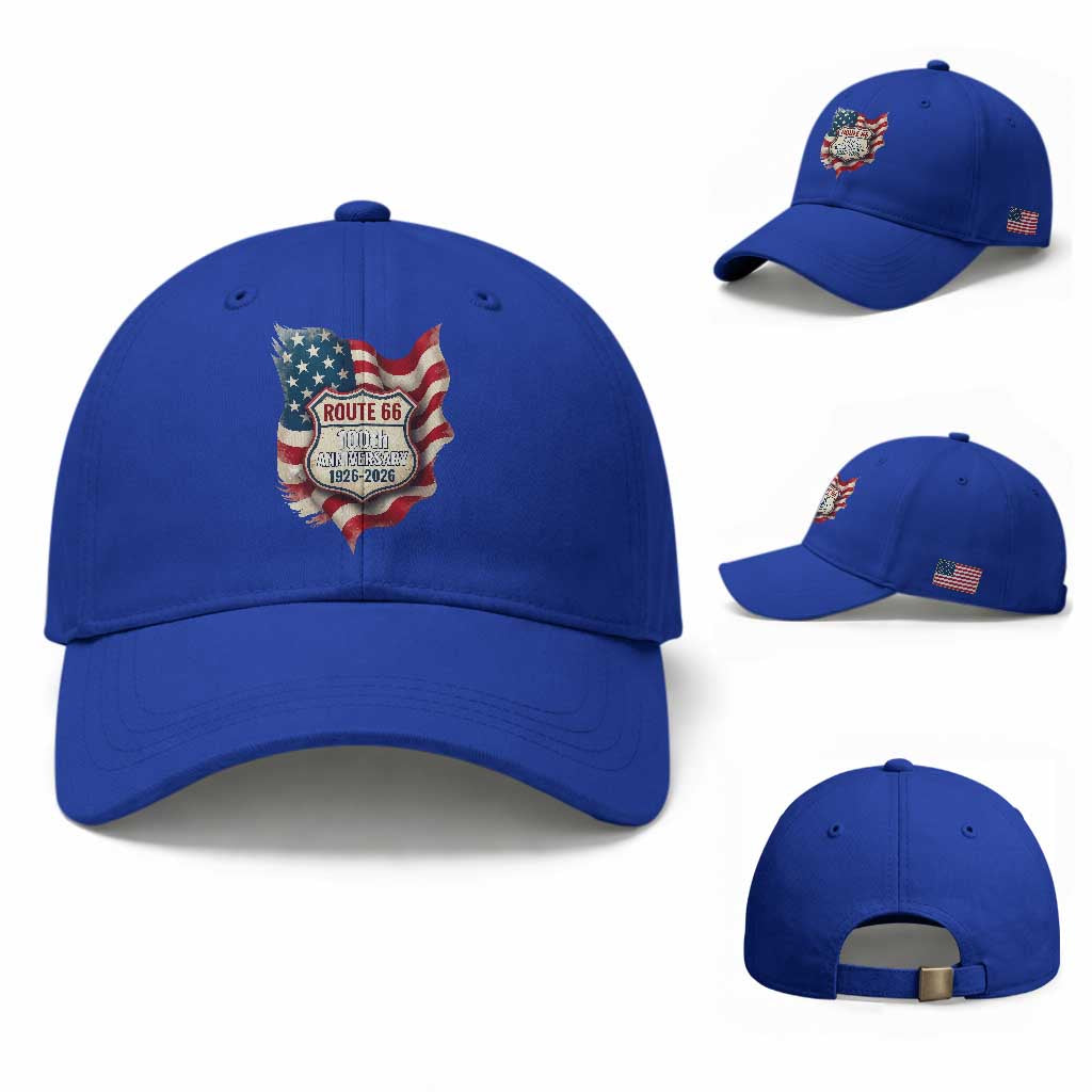 Route Highway 66 Centennial Baseball Cap Vintage American Flag Patriotic Gift TS12 Baseball Cap Universal Fit Royal Blue Print Your Wear