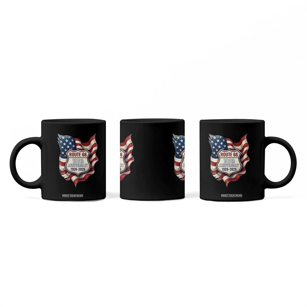 Route Highway 66 Centennial Coffee Mug Vintage American Flag Patriotic Gift TS12 Print Your Wear