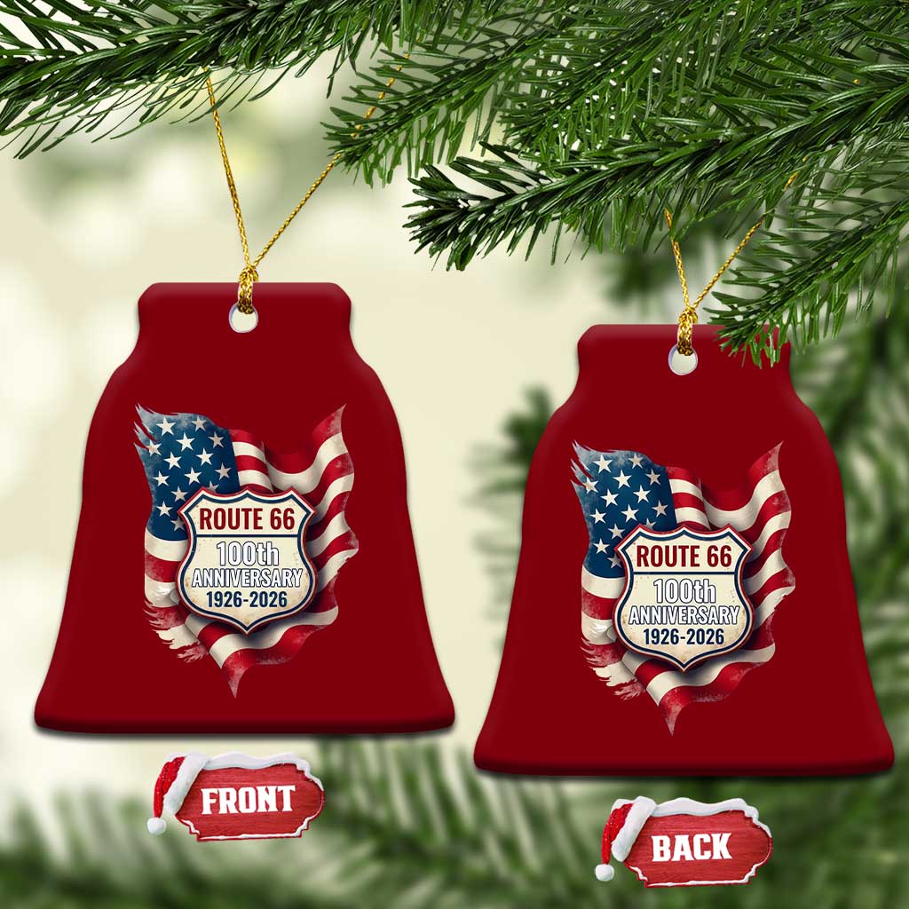 Route Highway 66 Centennial Ceramic Ornament Vintage American Flag Patriotic Gift TS12 Print Your Wear