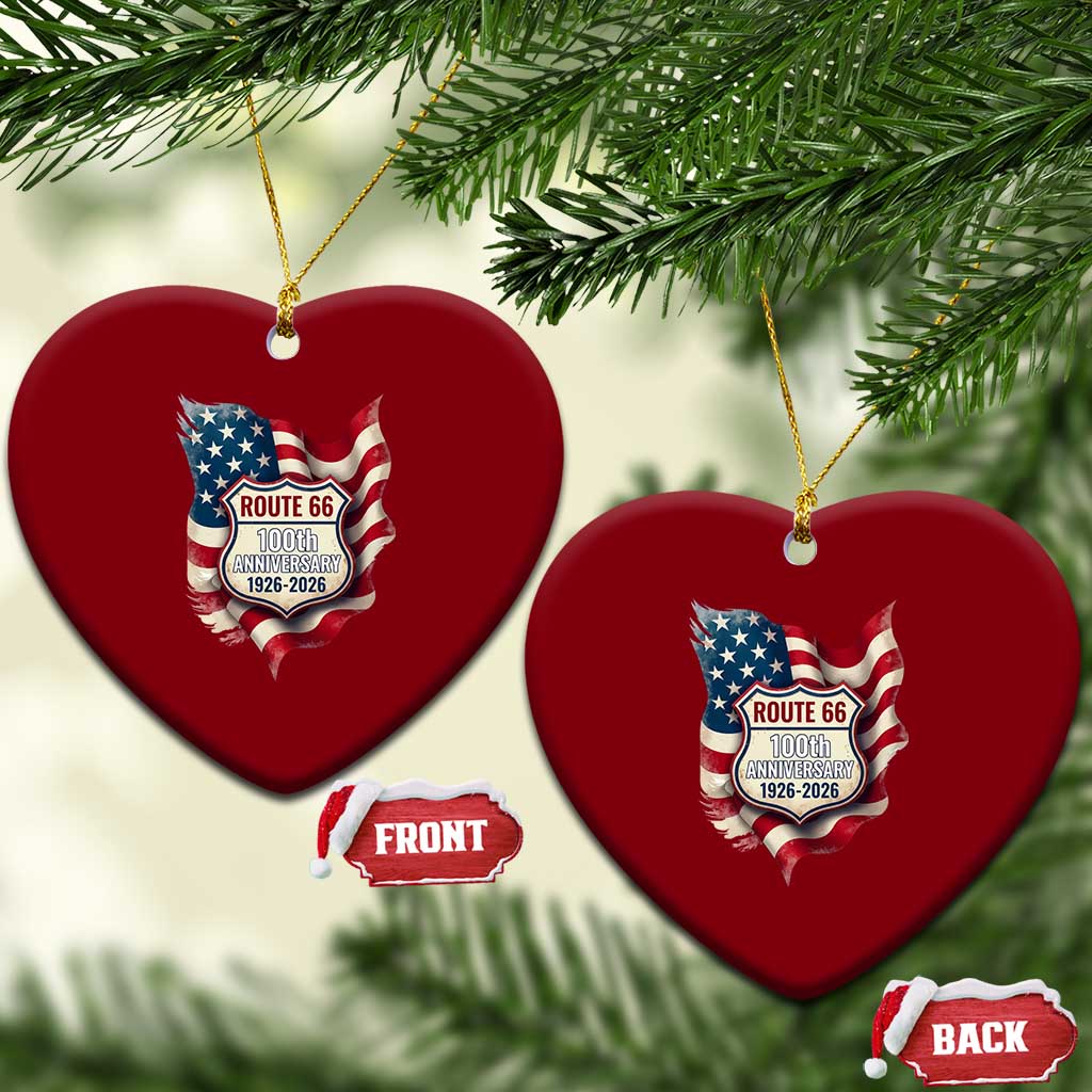 Route Highway 66 Centennial Ceramic Ornament Vintage American Flag Patriotic Gift TS12 Print Your Wear
