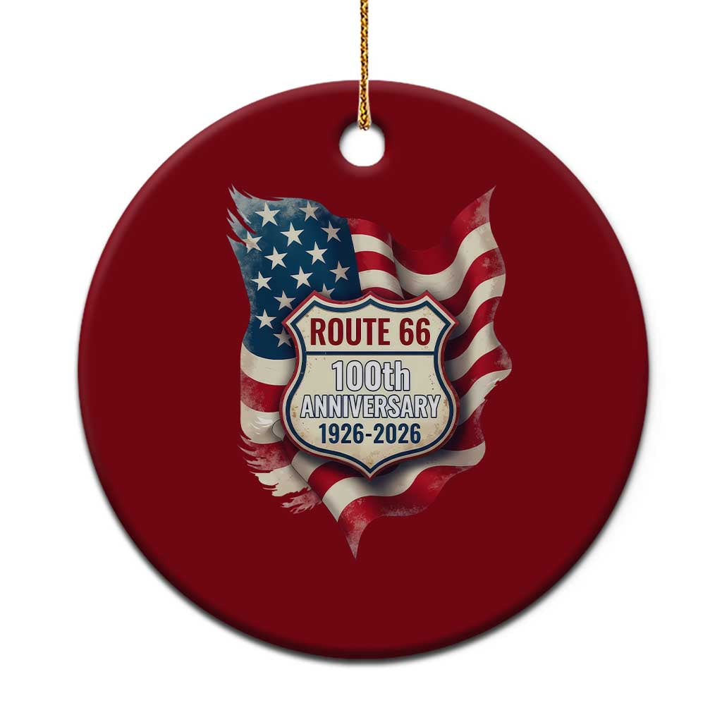 Route Highway 66 Centennial Ceramic Ornament Vintage American Flag Patriotic Gift TS12 1pc Red Print Your Wear
