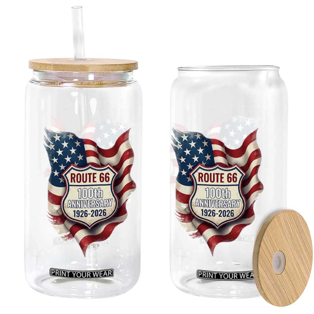 Route Highway 66 Centennial Glass Can Vintage American Flag Patriotic Gift TS12 Print Your Wear
