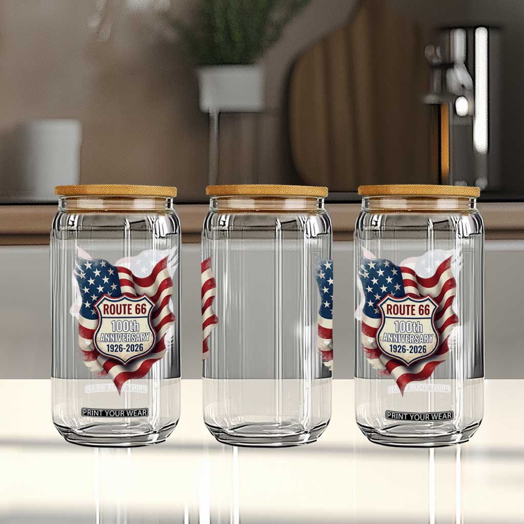 Route Highway 66 Centennial Glass Can Vintage American Flag Patriotic Gift TS12 Print Your Wear