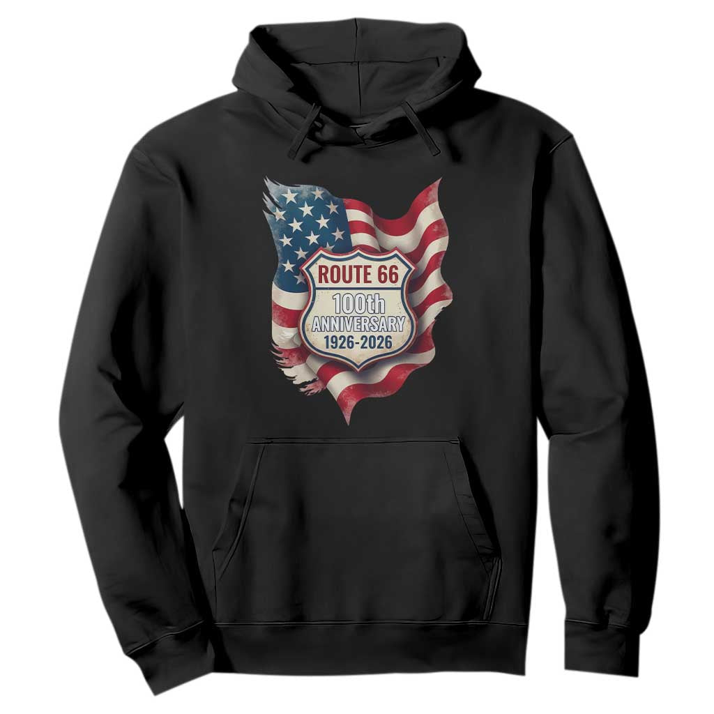 Route Highway 66 Centennial Hoodie Vintage American Flag Patriotic Gift TS12 Black Print Your Wear