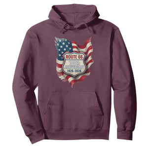 Route Highway 66 Centennial Hoodie Vintage American Flag Patriotic Gift TS12 Maroon Print Your Wear
