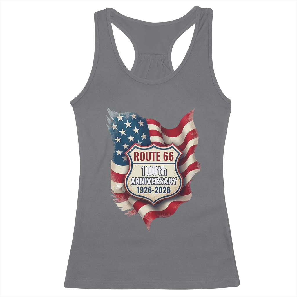 Route Highway 66 Centennial Racerback Tank Top Vintage American Flag Patriotic Gift TS12 Charcoal Print Your Wear