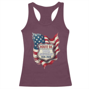 Route Highway 66 Centennial Racerback Tank Top Vintage American Flag Patriotic Gift TS12 Maroon Print Your Wear
