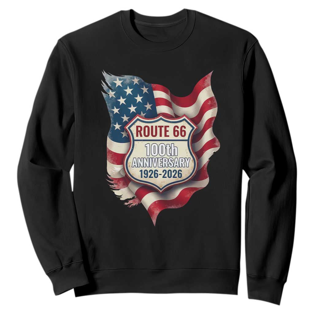 Route Highway 66 Centennial Sweatshirt Vintage American Flag Patriotic Gift TS12 Black Print Your Wear